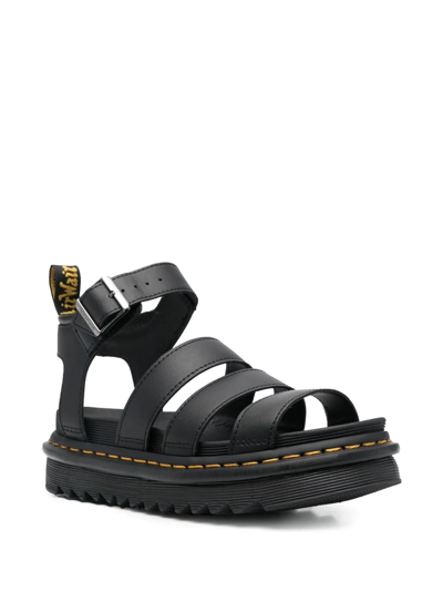 Dr. Martens' Dr. Martens Blair Sandal In Tumbled Leather With A Waxy Finish In 001 Black