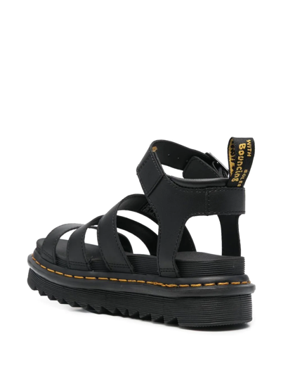 Dr. Martens' Dr. Martens Blair Sandal In Tumbled Leather With A Waxy Finish In 001 Black