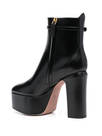 Shop Valentino Logo-buckle 125mm Boots In Black