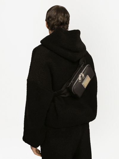 Shop Dolce & Gabbana Leather Belt Bag In Black