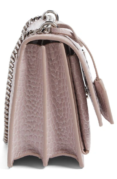 Shop Saint Laurent 'medium Monogram Sunset' Croc Embossed Leather Shoulder Bag In Rose Poudre