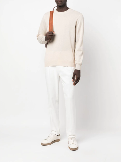 Brunello Cucinelli Drawstring Corduroy Trousers In White