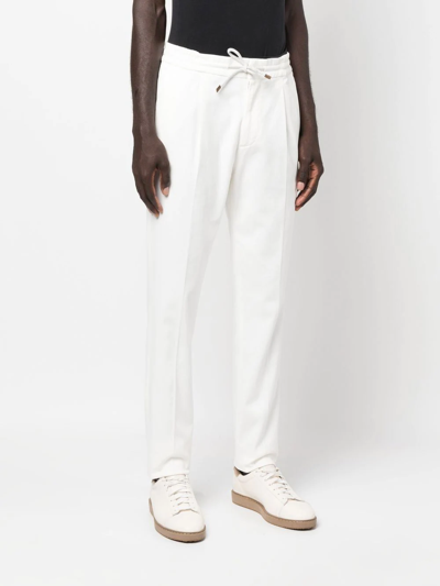 Brunello Cucinelli Drawstring Corduroy Trousers In White