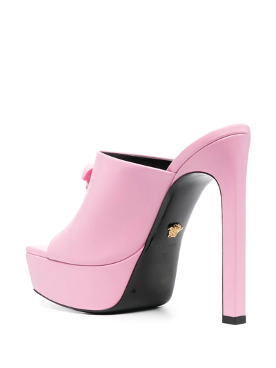 Versace La Medusa 140mm Platform Mules In Pink