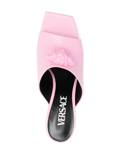 Versace La Medusa 140mm Platform Mules In Pink