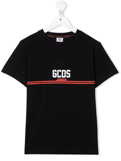 Shop Gcds Boys Black Cotton T-shirt