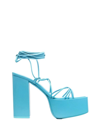 Paris Texas Tie-detail Open-toe Platform Sandals In Light Blue