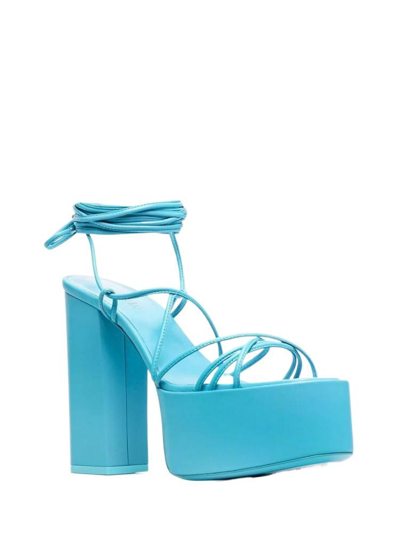 Paris Texas Tie-detail Open-toe Platform Sandals In Light Blue