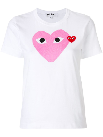 Shop Comme Des Garçons Play Women's White Cotton T-shirt