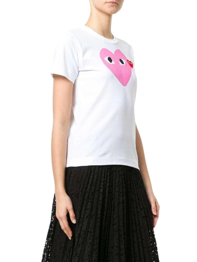 Shop Comme Des Garçons Play Women's White Cotton T-shirt