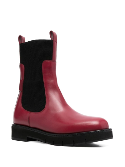 Shop Ferragamo Ribbed 40mm Chelsea Boots In Rot