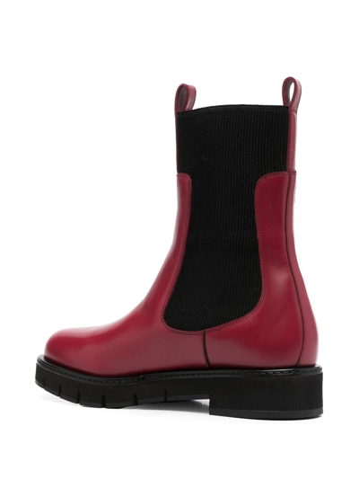 Shop Ferragamo Ribbed 40mm Chelsea Boots In Rot