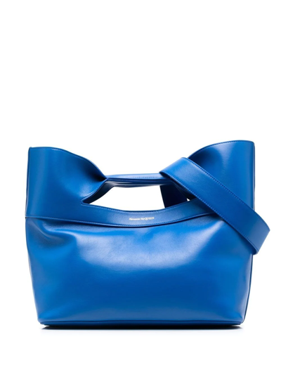 Shop Alexander Mcqueen Small Bow Tote Bag In Blau