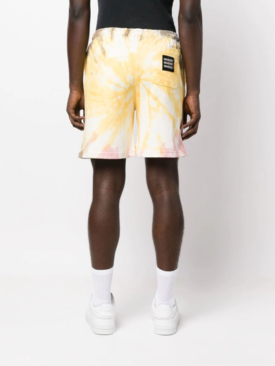 Shop Market Logo-print Tie-dye Track Shorts In Gelb