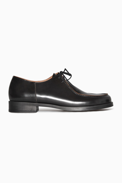 Shop Cos Leather Moccasin Brogues In Black