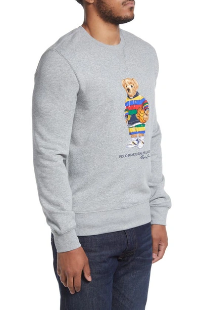 Polo Ralph Lauren Basketball Bear Graphic Crewneck Sweatshirt In Andover Heather Active Bear