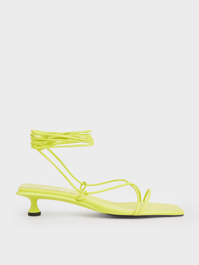 Shop Charles & Keith - Tie-around Strappy Sandals In Yellow
