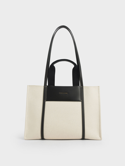 Shop Charles & Keith Shalia Canvas Tote Bag In Multi