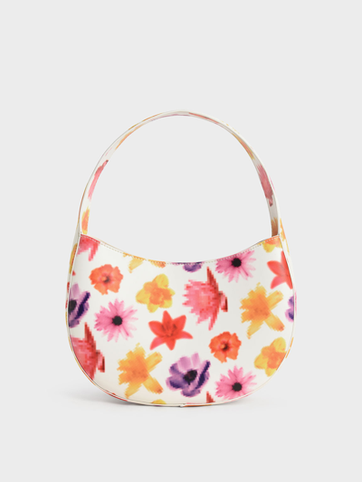Shop Charles & Keith Coda Floral-print Top Handle Hobo Bag In Multi