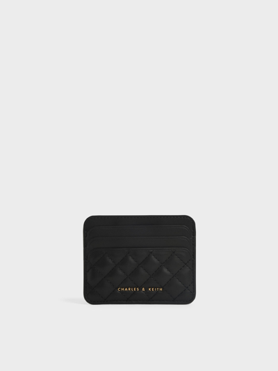 Charles & Keith Cleo Quilted Card Holder In Black