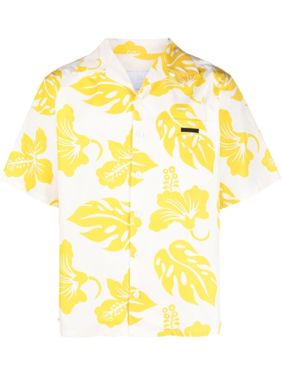 Shop Prada Popeline Ibiscus Shirt In Bianco