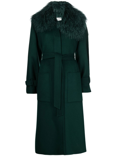 P.a.r.o.s.h. Green Wool Coat With Fur Collar In Verde | ModeSens
