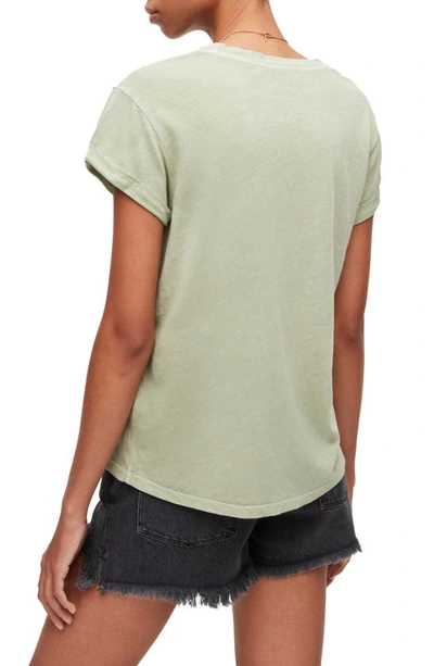 Shop Allsaints Anna Cuff Sleeve Cotton T-shirt In Kukicha Green