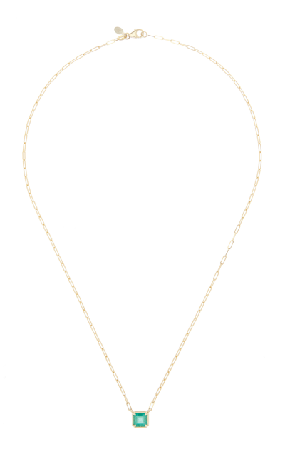 Shop Ila Tracer 14k Yellow Gold Emerald Necklace In Green