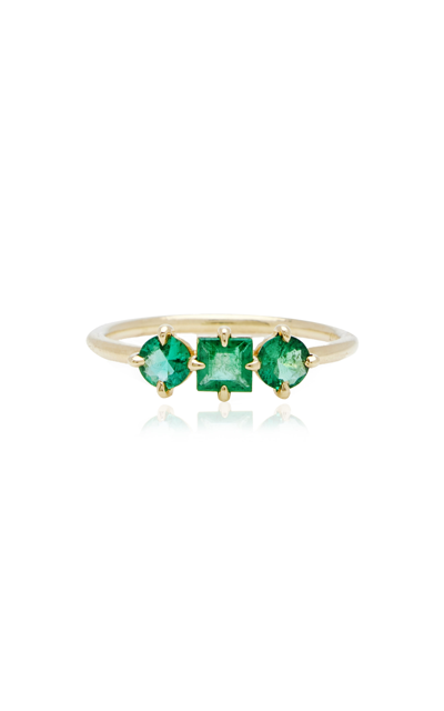 Shop Ila Trilogy 14k Yellow Gold Emerald Ring In Green