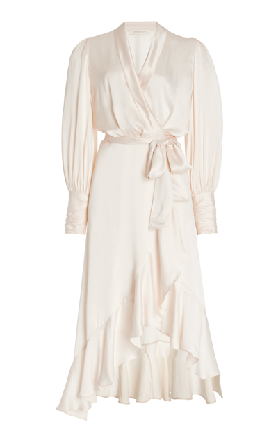 Shop Zimmermann Women's Range Silk Midi Wrap Dress In White