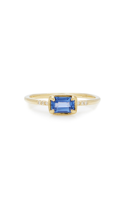 Shop Ila Karina 14k Yellow Gold Sapphire Ring In Blue