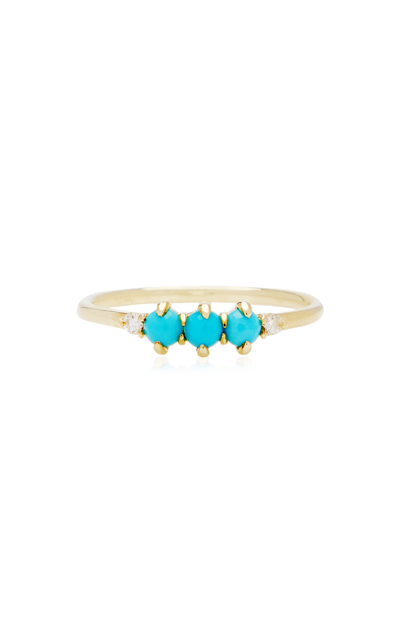 Shop Ila Felicia 14k Yellow Gold Turquoise Ring In Blue