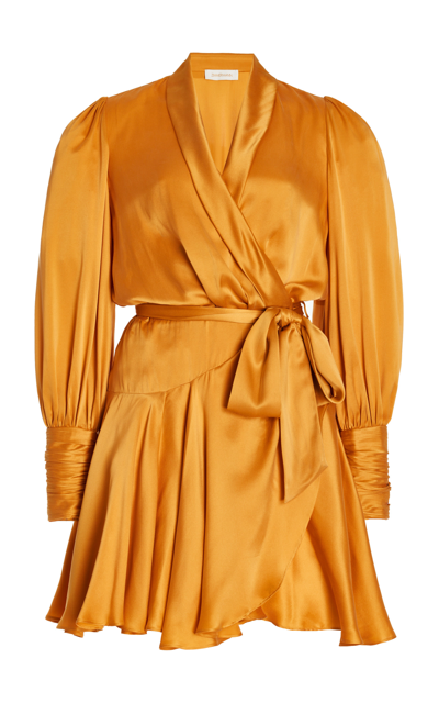 Shop Zimmermann Women's Range Silk Mini Wrap Dress In Gold