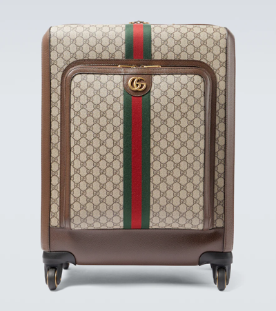 Shop Gucci Savoy Medium Carry-on Suitcase In B.eb/n.acero/vrv