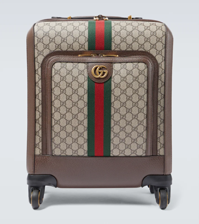 Shop Gucci Savoy Small Carry-on Suitcase In B.eb/n.acero/vrv