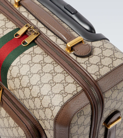 Shop Gucci Savoy Small Carry-on Suitcase In B.eb/n.acero/vrv