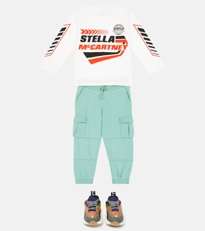 Stella Mccartney Logo Printed Cotton Top In Bianco