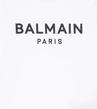 Shop Balmain Logo Cotton Sweatshirt In Bianco/nero