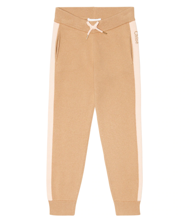 Shop Chloé Logo Cotton And Wool Sweatpants In Multicoloured