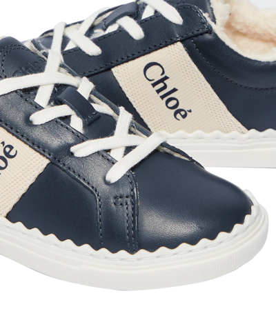 Shop Chloé Lauren Faux Fur-lined Leather Sneakers In Multicoloured