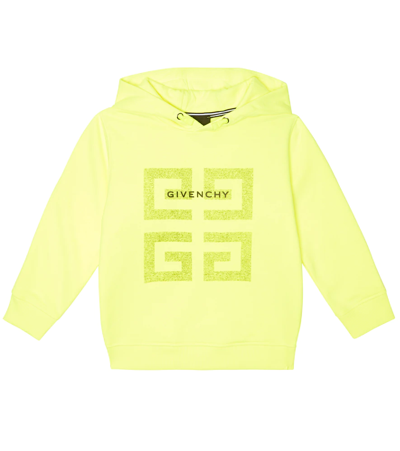 Shop Givenchy Logo And 4g Cotton-blend Jersey Hoodie In Jaune Neon