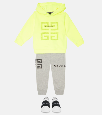 Shop Givenchy Logo And 4g Cotton-blend Jersey Hoodie In Jaune Neon
