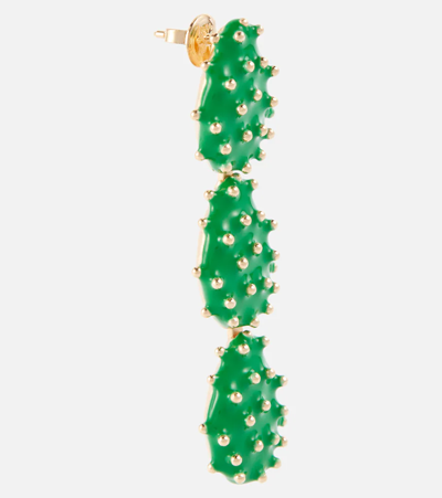 Shop Bottega Veneta Cactus Gold-plated And Enamel Drop Earrings In Parakeet