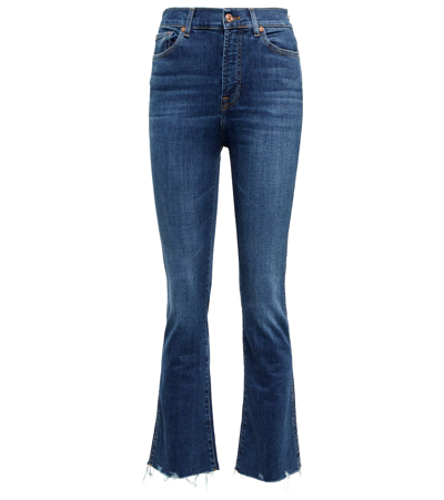 Shop 7 For All Mankind Slim Kick High-rise Jeans In Dark Blue