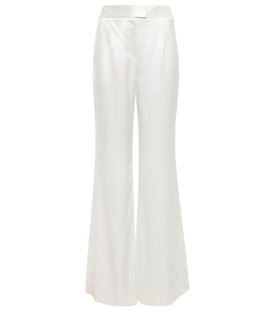 Shop Galvan Bridal Julianne Wide-leg Pants In Liquid White