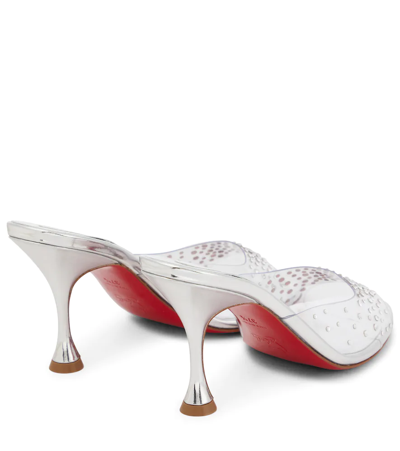 Shop Christian Louboutin Degramule 85 Embellished Mules In Version Silver