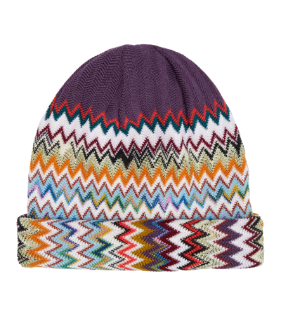 Shop Missoni Zig-zag Knit Beanie In Multicoloured