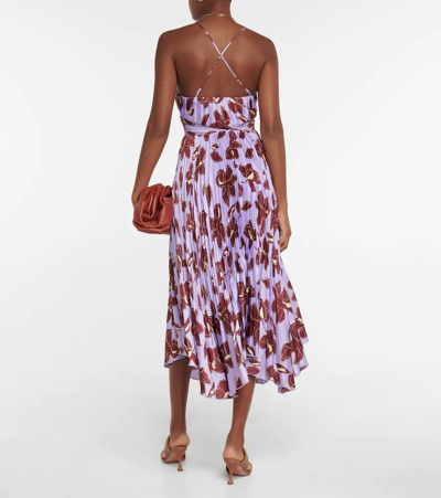 Shop Jonathan Simkhai Portia Floral Midi Dress In Lavender Print