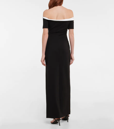 Shop Staud Gabriel Off-shoulder Maxi Dress In Black White