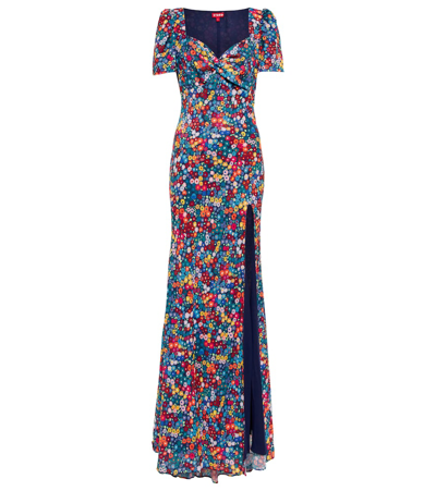 Shop Staud Lea Crêpe Floral Maxi Dress In Rainbow Flower Market